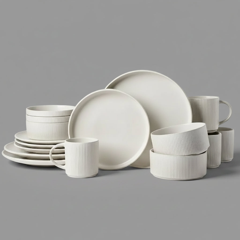 16-Piece Embossed Ceramic Dinnerware Set