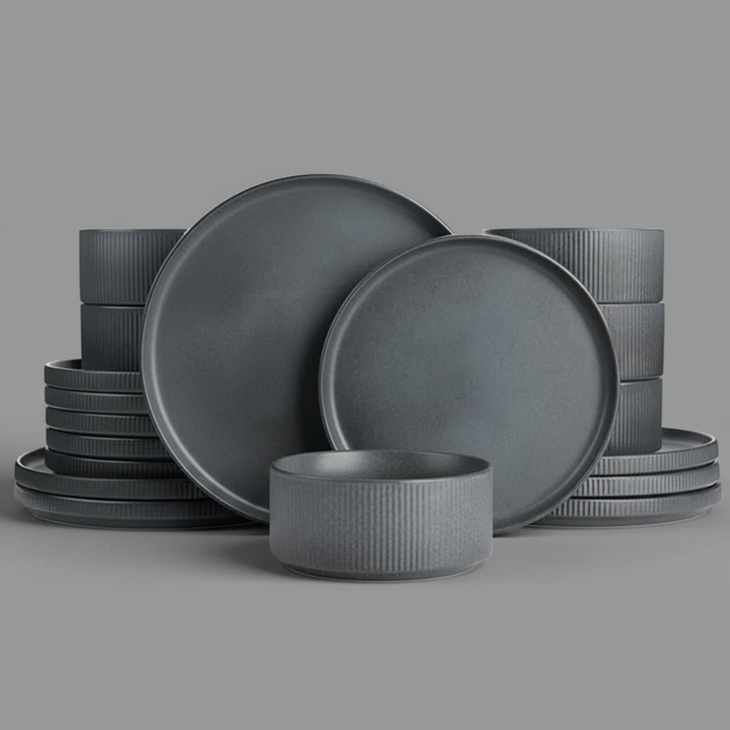 16-Piece Embossed Ceramic Dinnerware Set