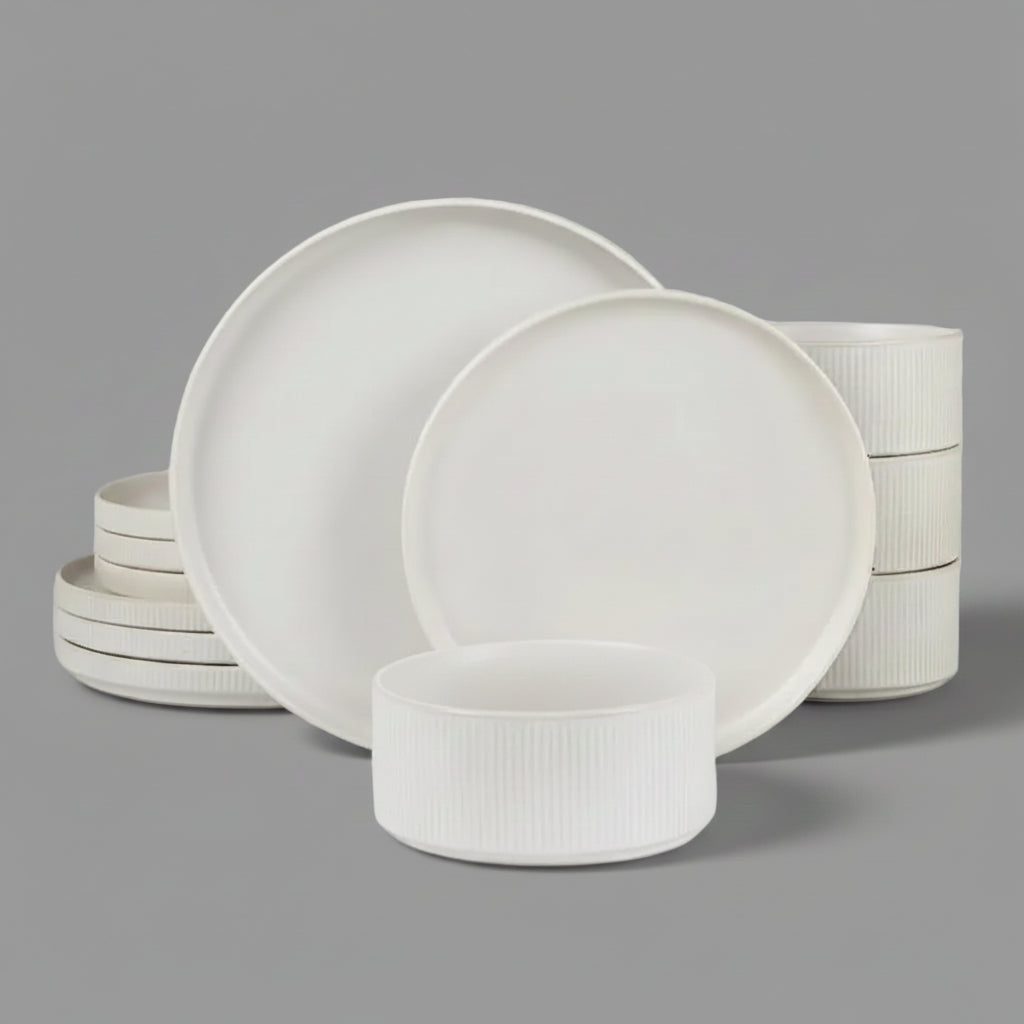 16-Piece Embossed Ceramic Dinnerware Set
