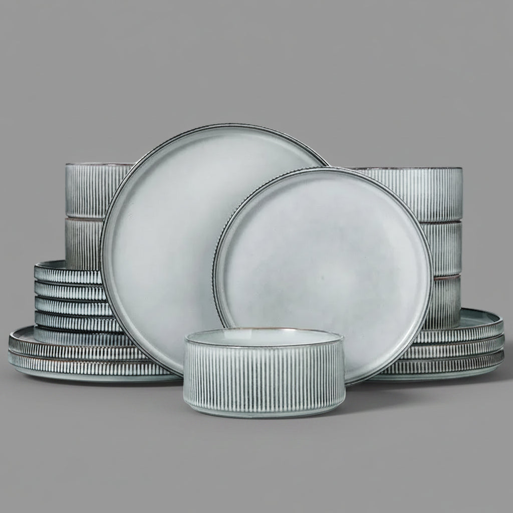 16-Piece Embossed Ceramic Dinnerware Set